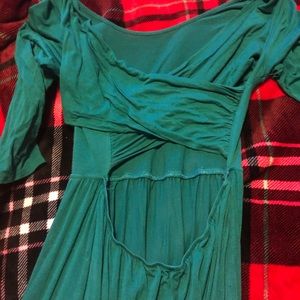 Turquoise simple dress with open back